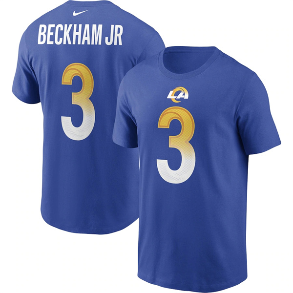 Men's Royal Los Angeles Rams #3 Odell Beckham Jr. 2022 Super Bowl LVI Champions